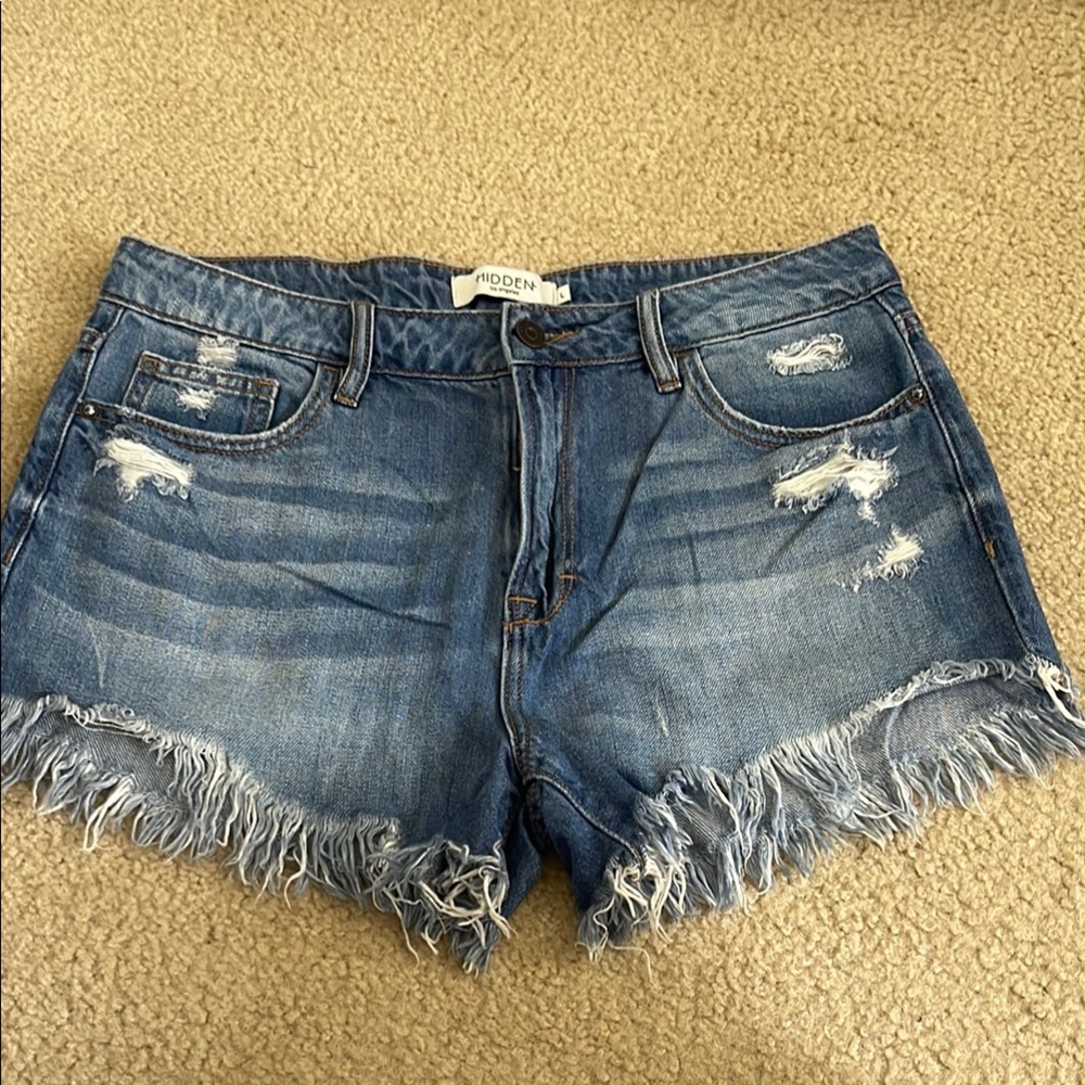 HIDDEN  Distressed Denim Shorts